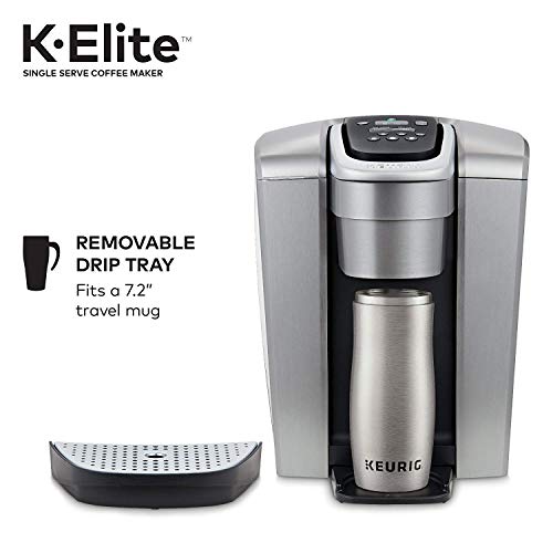 Keurig C K-Elite Maker, Single Serve K-Cup Pod Brewer, with Iced Coffee Capability, Extra Included, 75oz, Brushed Silver Plus Filter Bundle