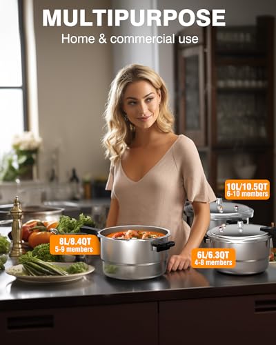 WantJoin 11Qt Aluminum Pressure Cooker w/Release Valve & Multiple Protective Devices,Pressure Canner Compatible with Gas & Induction Cooker,Canner Rack Included