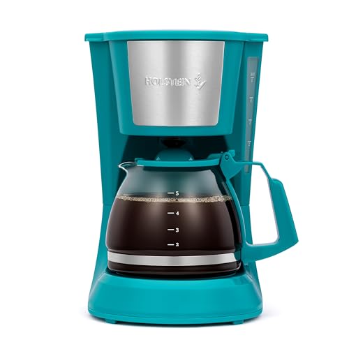 Holstein Housewares 5 Cup Drip Coffee Maker, Compact and User-Friendly with Auto Pause & Serve, Reusable