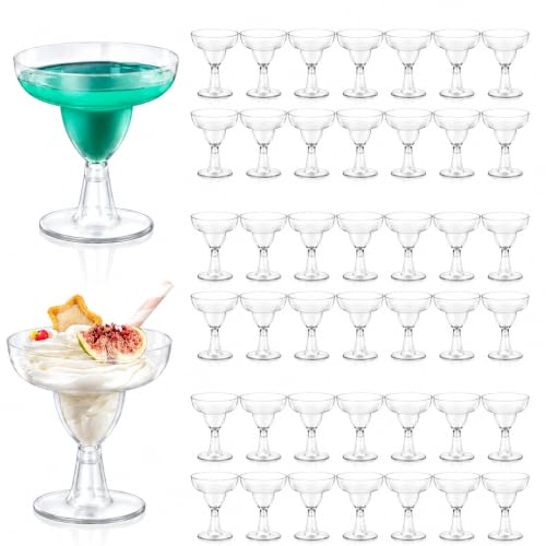 WOPPLXY 60 Pcs Plastic Margarita Glasses, 5 oz Clear Cocktail Glasses for Cinco de Mayo, Taco Party, and Mexican Decoration, Plastic Margarita Cups for Taco Bar Events Wedding Parties