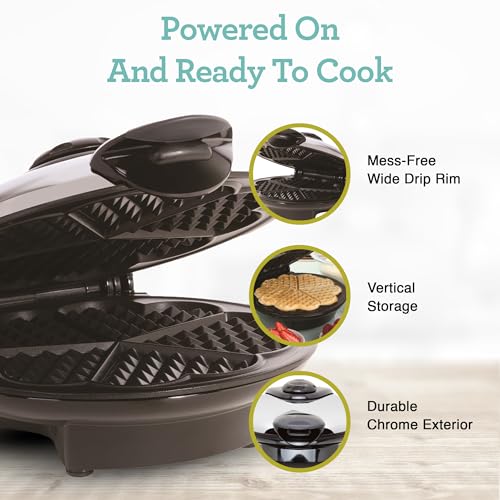Euro Cuisine WM520 Heart Shaped Iron Waffle Maker - Eco-Friendly PTFE and PFOA Free Non Stick Plates, Perfect for V-Day & Special Occasions, 8-Inch