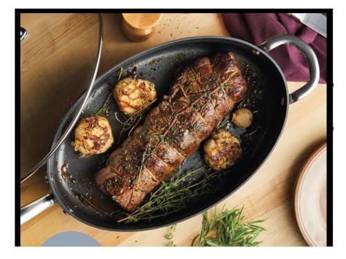 Rachael Ray 5-Quart Professional Hard Anodized Nonstick Oval Sauté Pan with Lid