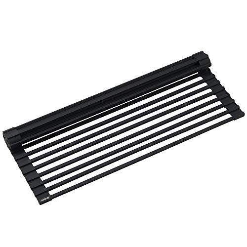Kraus 20.5 in. Over Sink Roll Up Dish Drying Rack in Jet Black