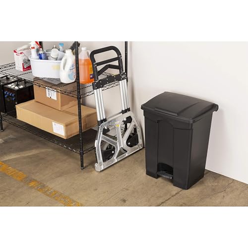 Safco Step On Plastic Trash Can with Foot Pedal, 23 Gallon Garbage Can for Kitchen, Indoor or Outdoor Use, Hands Free, Black