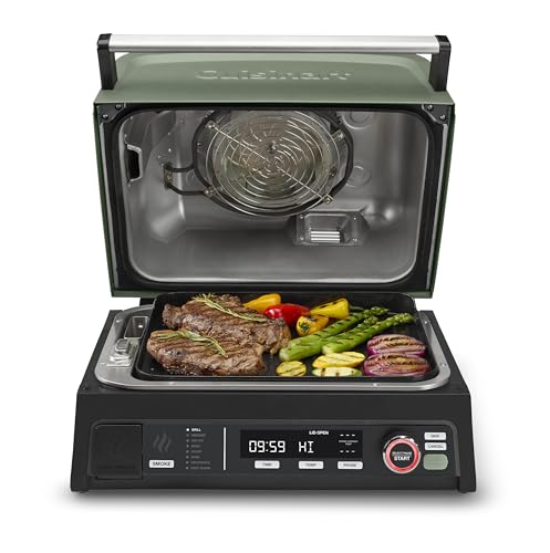 Cuisinart FlavorBoost 8-in-1 Outdoor Electric BBQ Grill & Portable Smoker, Air Fryer Grill Combo with Smart