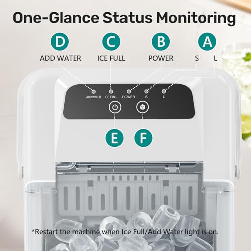 OLIXIS Countertop Ice Maker with Self-Cleaning, Portable Ice Maker Machine with Scoop, 26Lbs/24H, 9 Cubes in 6 Mins, 2 Sizes of Bullet for Home, Kitchen, Office, White