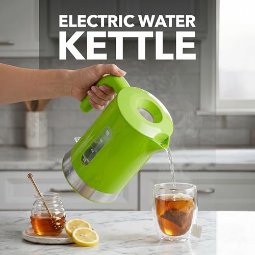 OVENTE 1.8L Electric Kettle, 1500W Fast Boiling Heater for Coffee or Tea, BPA Free, Easy to Fill Lid, Water Level Window, Auto Shut-Off, Boil-Dry Protection and Removable Filter, Green KP413G
