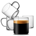 LUXU Glass Coffee Mugs Set of 4,14 oz Clear Coffee Cups,Hand Blown&Seamless Design,Heat Resistant and Explosion-Proof,Lightweight Tea Mugs with Anti Scald Handle Ideal for Home,Cafe