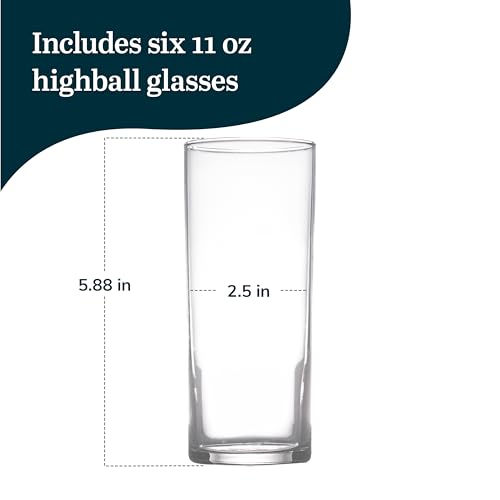 Libbey Classic Highball Drinking Glass, 11 ounce, Set of 6