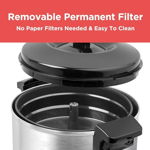 BLACK+DECKER 40 Cup Coffee Urn, Fast Brewing, Aluminum, Keep Warm Function, Heat Resistant Handles, Indicator Light
