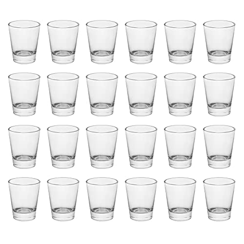 BTGLLAS Heavy Base Shot Glasses, 1.5 oz Sets of Clear Shot Glass (24 Pack), Measuring Cup for Espresso, Liquid, and Wine - Heavy Glass (Glass, 24Pack)