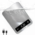 BakFee 100% Waterproof Food Scale, IP67 Digital Kitchen Scale, Rechargeable (USB-C), 0.1oz/1g Precision, 22lb Capacity, Stainless Steel & Tempered Glass, for Cooking, Making Sourdough Bread, Black