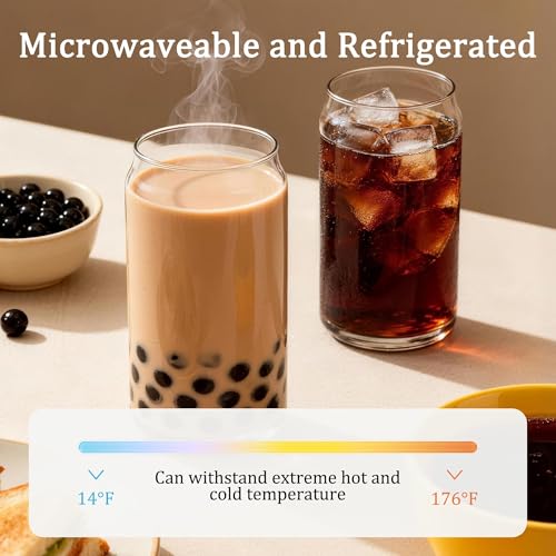 Korser Drinking Glasses Set of 6, 17oz Highball Glass Cups with Glass Straws, Lead-Free Crystal Glassware, Glass Cups for Coffee, Beer, Whiskey, Cocktail,Mojito and Tom Collins, Soda, Tea, Water