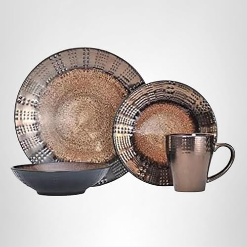 Mikasa Gourmet Basics Verona 16-Piece Stoneware Dinnerware Set, Service for 4, Includes Dinner Plates, Salad Plates, Soup Bowls and Mugs, Dishwasher and Microwave Safe