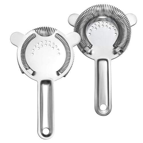 Cocktail Strainer – Stainless Steel Hawthorne Strainer with Removable Spring for Bartending, Boston Shakers, and Mixing Glasses – Perfect for Martinis and Cocktails (Silver)