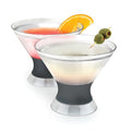 Host Freeze Insulated Martini Cooling Cups for Espresso Martinis, Gifts for Mom, Housewarming Gifts for Women, Plastic Freezer Gel Chiller Double Wall Stemless Cocktail Glasses, Set of 2, 9 oz, Gray