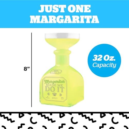 BigMouth Inc Funny Margarita Glass, Jumbo Tequila Bottle Shaped Pitcher, Novelty Drinking Gifts, "Margaritas Made Me Do It" - 32oz