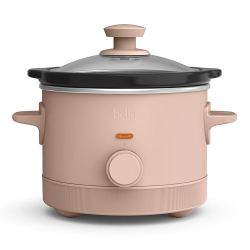 bella 1.5 Qt Slow Cooker with 3 Heat Manual Control, Ceramic Nonstick Coating, Dishwasher Safe Stoneware Pot and Tempered Glass Lid, Tangle Free Cord Wrap & Cool Touch Handles, Blossom