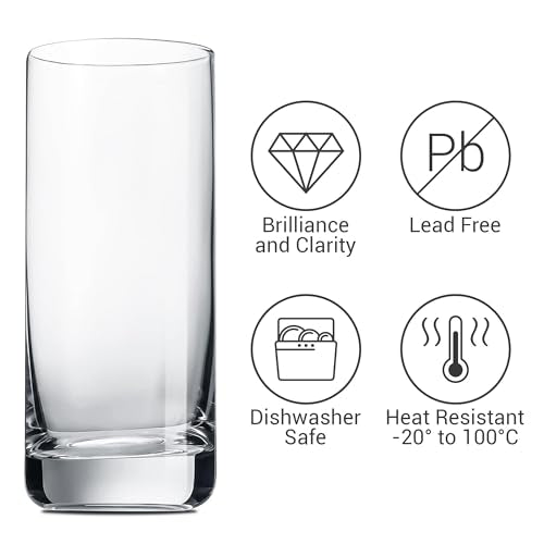 Highball Glasses, Water Drinking Glasses Set of 6, Old Fashioned Glass Tumbler, Elegant Collins Glasses for Water, Juice, Cocktails, Wine, Beer, and Whiskey, 13 oz, Set of 6 (Highball Glasses)