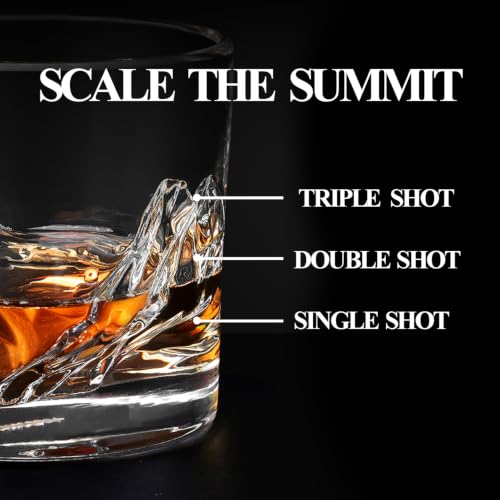 LIITON Grand Canyon Heavy Crystal Whiskey Glasses Gift Set of 2, Thick Freezable Bourbon Glass 1lb Each, Premium Whiskey Gifts for Men, Frozen Crystal Chills Cocktails Collins Glass, 10 oz