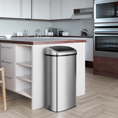 iTouchless Patented 24 Gallon Motion Sensor Trash Can with AbsorbX Odor Filter, Extra-Large 91L Stainless Steel Commercial Kitchen Garbage Bin, Fits Standard XL Bags, Long Battery Life