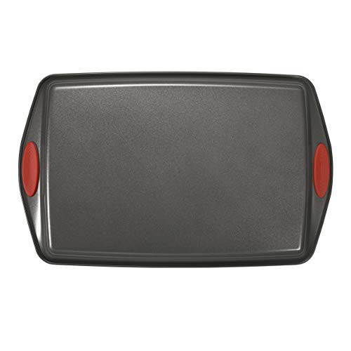 Rachael Ray Nonstick Bakeware with Grips includes Nonstick Bread Pan, Baking Pan, Cake Pans and Cookie Sheet / Baking Sheet - 5 Piece, Gray with Red Grips