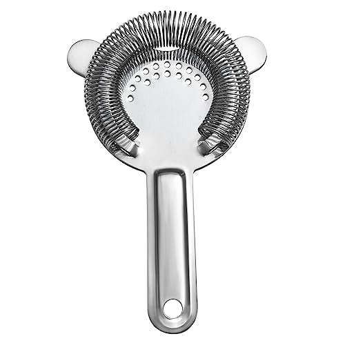 Etens Cocktail Strainer for Drinks, Bar Strainers for Bartending, Martini Strainer for Boston Shaker Mixing Glass, Bartender Hawthorne Strainer w/Removable Spring– Stainless Steel, Silver