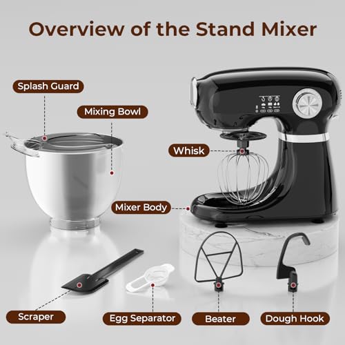 Electactic Stand Mixer With 12 Speed,5.3 Quart Electric Mixer With Tilt Head, Kitchen Mixer for Daily Use with Egg Whisk,Dough Hook,Flat Beater