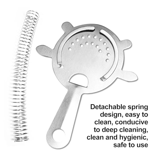 Wozoohyi 2Pcs Cocktail Strainer,4-Prong Stainless Steel Cocktail Strainer for Drinks,Bar Strainer for Bartending,Drink Strainer for Bartenders and Mixologists with High Density Spring (A-Silver2pcs)
