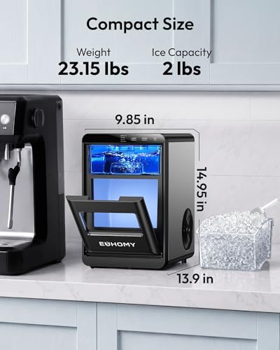 EUHOMY Nugget Ice Maker Countertop, 44Lbs/24H Sonic Ice Maker Machine, Self-Cleaning Pellet Ice Makers with Ice Scoop&Basket, Countertop Pebble Ice Maker for Home/Kitchen/Office