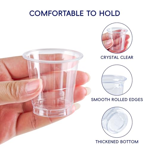 JOLLY CHEF 900 Pack 2 oz Plastic Shot Glasses, Clear Disposable Cups, Plastic Shot Cups Disposable for Jelly Shots, Wine Tasting, Food Samples,Thanksgiving Party, Wedding, Christmas