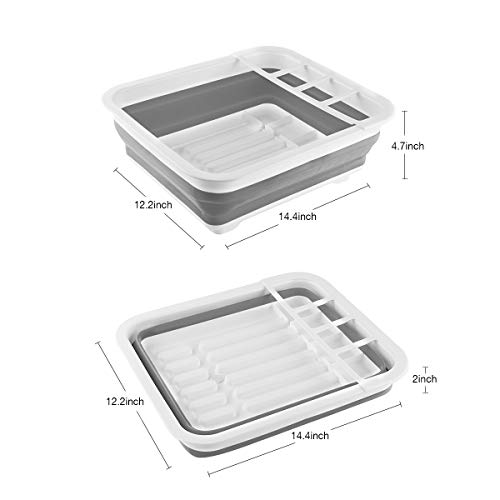 THANSTAR Collapsible Dish Drying Rack Portable Dinnerware Drainer Organizer for Kitchen RV Campers Travel Trailer Space Saving Kitchen Storage Tray