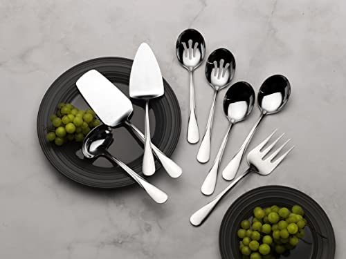 Mikasa Gourmet Basics Kaylee 8-Piece Serving Set, 18/0 Stainless Steel, Ladle, Lasagna Server, Cake Server, Tablespoons, Cold Meat Fork, Dishwasher Safe