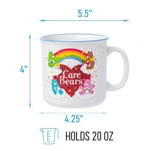 Silver Buffalo Care Bears Featuring Good Luck, Tenderheart, Bedtime, and Cheer Bear Rainbow Heart Ceramic Camper Mug, 20 Ounces