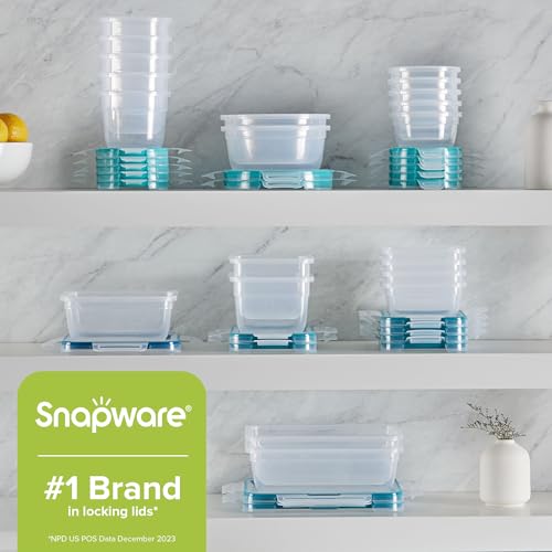 Snapware Plastic Total Solution (21-Pack) Large Food Storage Containers Set, Meal Prep Containers with Plastic BPA-Free Lids & 4 Locking Tabs, Microwave, Dishwasher, and Freezer Safe