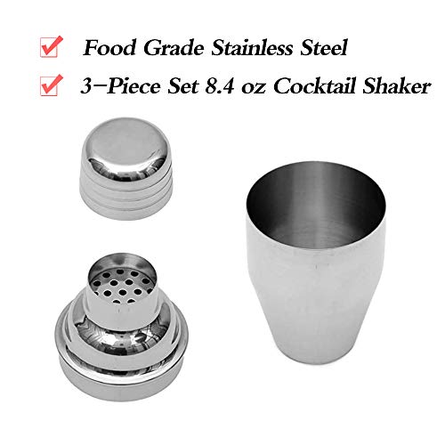 Delidge Small Cocktail Shaker 8oz Martini Shaker Bar Drink Shaker Mixer Shakers Bartending, 250ml Mini Cocktail Shakers Margarita Alcohol Liquor Barware Tools