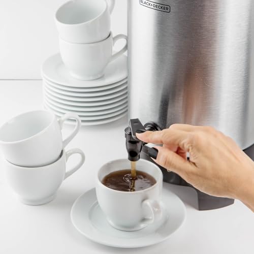BLACK+DECKER 40 Cup Coffee Urn, Fast Brewing, Aluminum, Keep Warm Function, Heat Resistant Handles, Indicator Light