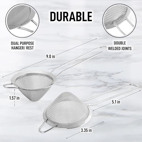 Zulay Kitchen 304 Stainless Steel Fine Mesh Strainer 3.35 in - Strainers Fine Mesh, Tea Strainers for Loose Tea - Perfect for Tea, Cocktails, Juicing, Drinks, Liquids, Matcha, Coffee & More