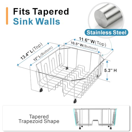 iSPECLE Small in Sink Dish Drying Rack - Stainless Steel Compact Inside Sink Dish Drainer for RV Apartment Kitchen, Rust Resistant, 11.6" W x 13.4" L, Silver