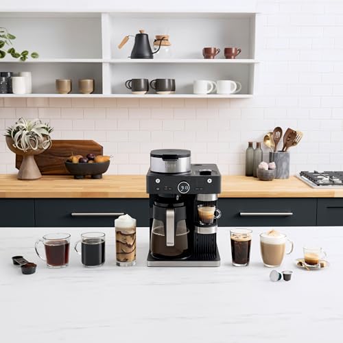 Ninja (Refurbished) CFN602 Espresso & Coffee Barista System with Ristretto Function, Single-Serve Coffee, Compatible with Nespresso Capsule, 12-Cup Carafe, Built-in Frother (Renewed)