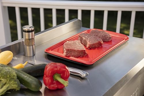 Cuisinart Grilling Prep & Serve Trays, 17x10.5 inch BBQ Tray Safe for Food Handling, 2 Dishwasher Safe Nesting Trays Black & Red, Perfect Grilling Accessories for Cooked & Raw Meat, Fits 6 Burgers