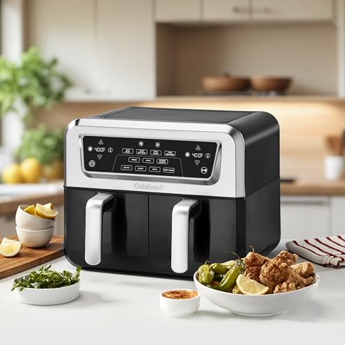 Cuisinart Dual Basket Air Fryer, 2-4.25 QT Baskets, Total 8.5 QT, 4 Functions Air Fry, Roast, Bake and Keep Warm, Features Sync Finish and Sync Settings, Toss Reminder, Auto Warm Mode and Auto-Pause