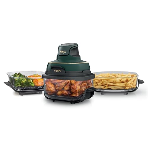 Ninja Crispi 5-in-1 Glass Air Fryer, With Nontoxic 2.5 QT, 4QT, 6-Cup Containers & Lids, Microwave, Freezer & Dishwasher