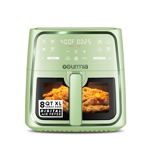 Gourmia 8 Qt Air Fryer, 8 Presets with Digital Display, FryForce 360° Technology, Easy View Window & Interior