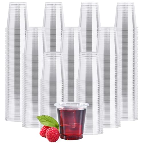 JOLLY CHEF 900 Pack 2 oz Plastic Shot Glasses, Clear Disposable Cups, Plastic Shot Cups Disposable for Jelly Shots, Wine Tasting, Food Samples,Thanksgiving Party, Wedding, Christmas