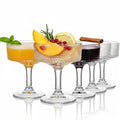 ZOOFOX Set of 6 Coupe Glasses, 7 oz Vintage Cocktail Coupe Glasses Set, Crystal Martini Glasses with Stem, Embossed Bar Drinking Glasses Set for Espresso Martini, Cosmopolitan, Manhattan, Gimlet