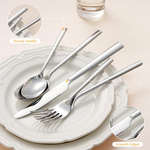 KINGSTONE Silverware Set, 40-Piece Forged Flatware Cutlery Set Premium Stainless Steel, Service for 8, for Home, Wedding, Party,Gift, Mirror Polished and Dishwasher Safe