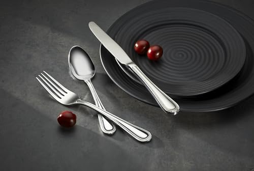 Oneida Silverware Set For 8, Countess 45-Piece Everyday Flatware Set with Serving Utensils, Service For 8, Bead Pearl, 18/0 Stainless Steel, Dishwasher Safe,Knives Spoons & Forks Set (Silver 45 Piece)