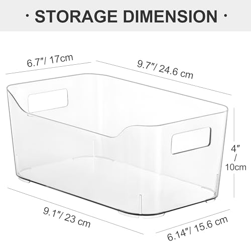 Heyuzb Pantry Organizers and Storage, 12 Pack Clear Plastic Storage Bins for Freezer, Multi-Use Organizer Bins for Kitchen, Office, Fridge, Cabinet and Shelf Organizing
