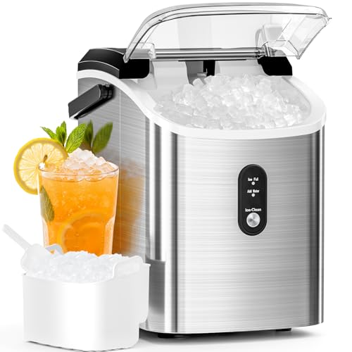 Antarctic Star Nugget Ice Maker Countertop with Soft Chewable Ice, Portable Sonic Ice Maker with Basket and Scoop, Removable
